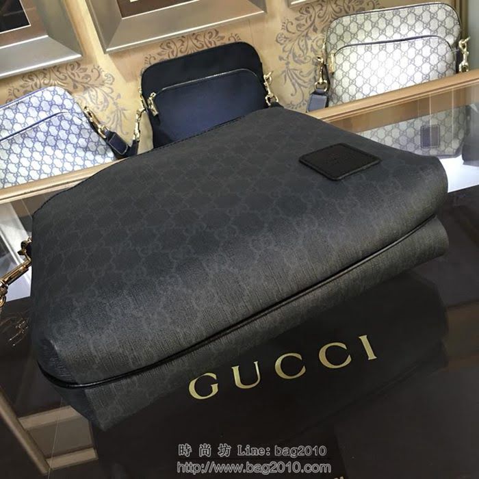 GUCCI 古馳男包 新款 854364 黑色雙G花紋 高級帆布 Gucci單肩郵差包